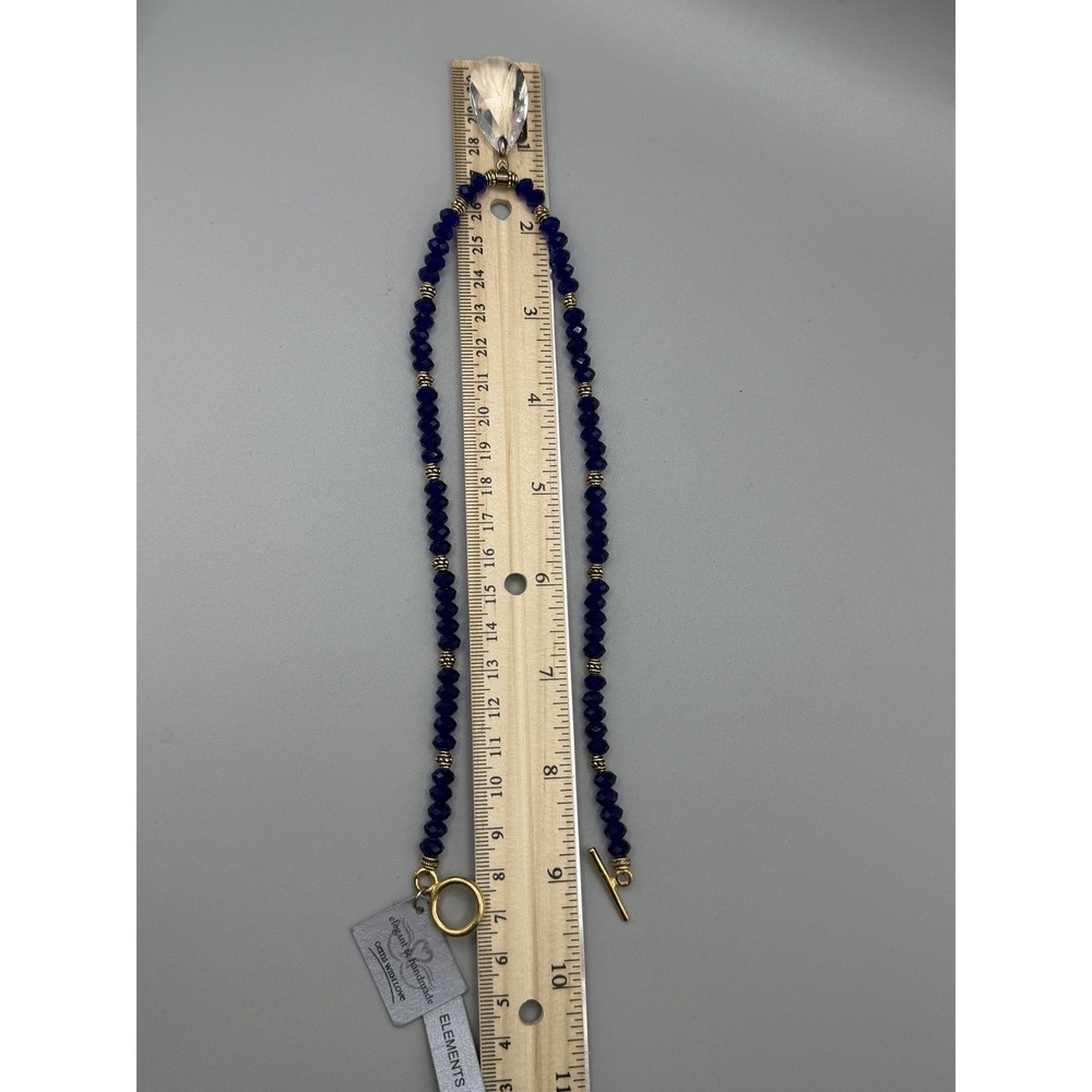 Handmade Swarovski Elements Crystal Necklace Cobalt Blue Beaded Gold Tone #1001 - Picture 6 of 7